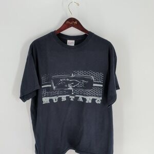 Hanes Mustang Front Grill Preshrunk Cotton Heavyweight T-Shirt Black Size XL
